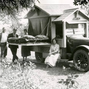 one of the first RV trailers, rv camping became popular